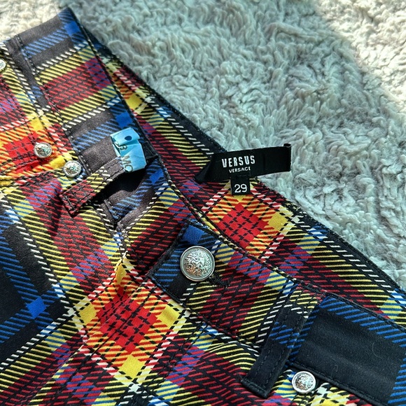 Versus Versace Color Block Plaid Pants 29 - Picture 4 of 4
